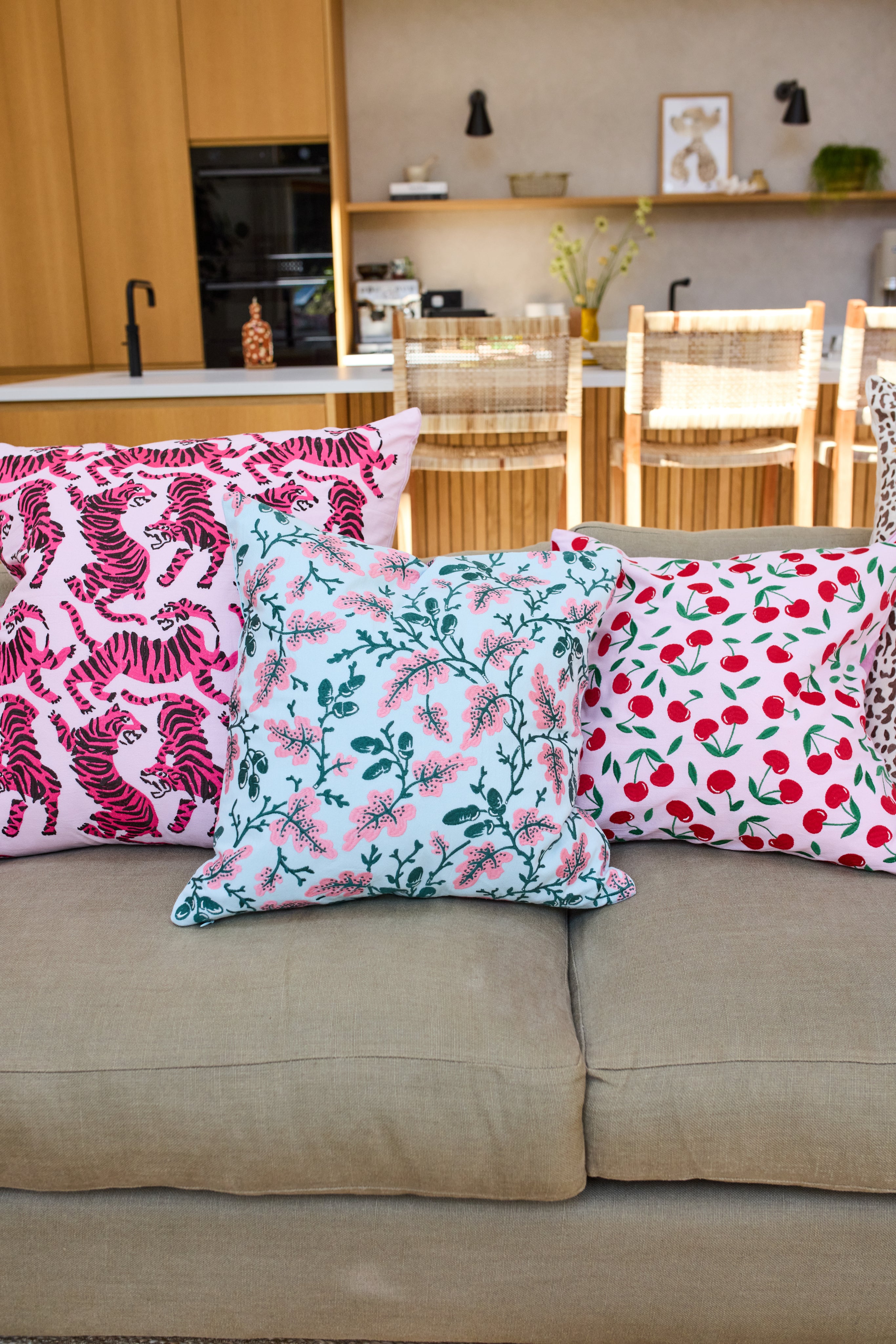 Cherry Embroidered Cushion