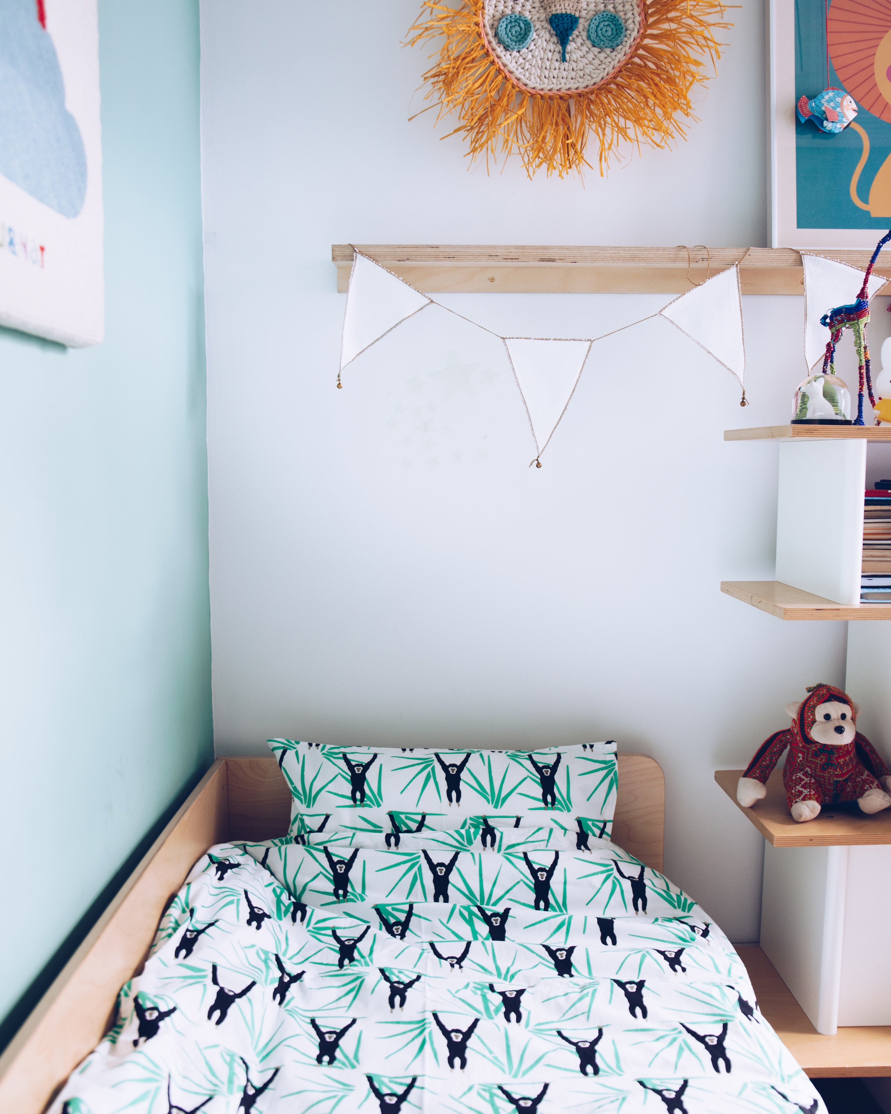 Monkey toddler cot bed duvet set