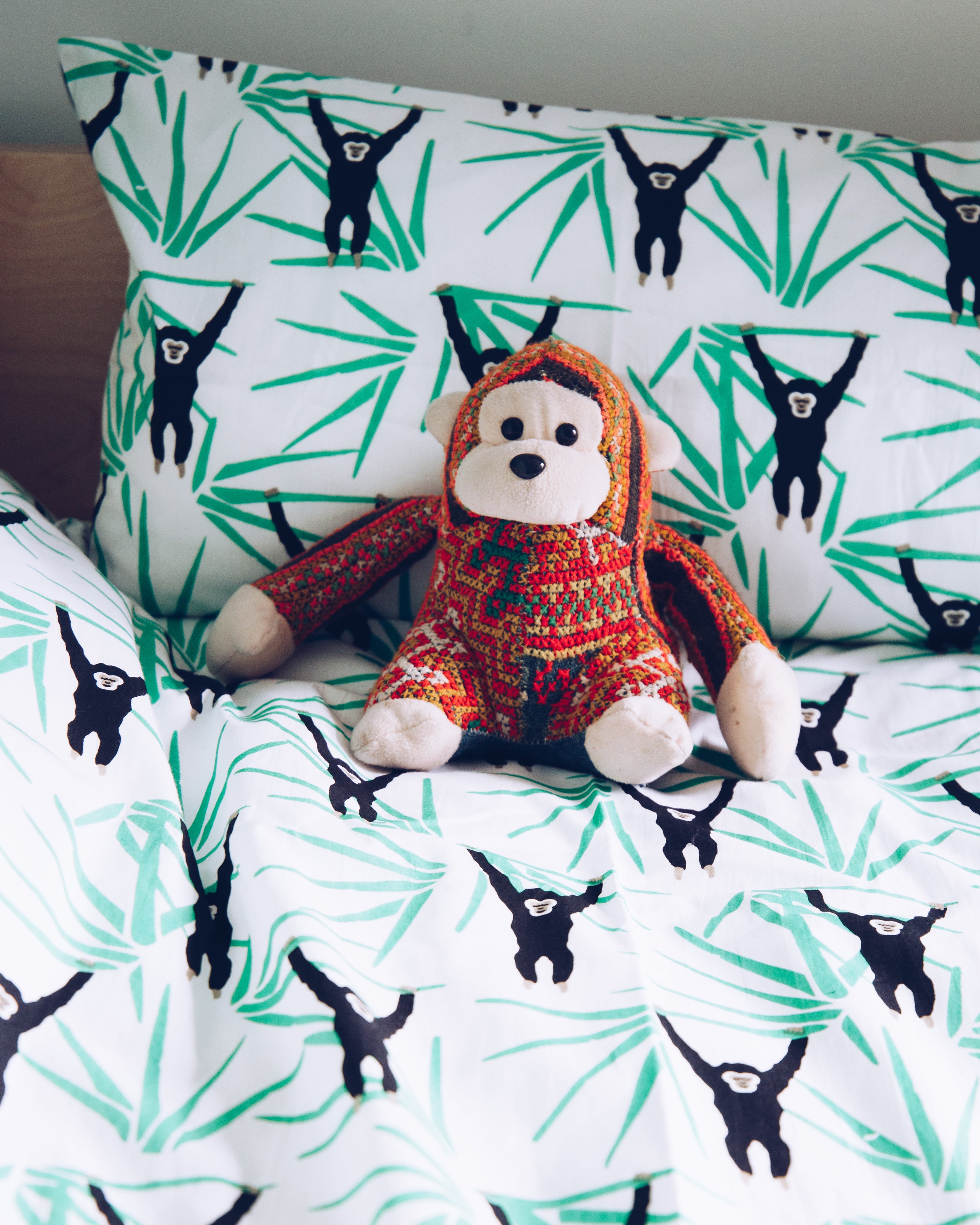 Monkey toddler cot bed duvet set