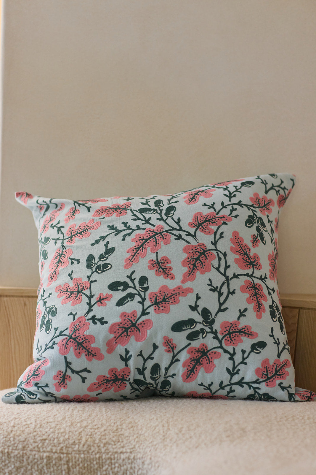 Oak Leaf Embroidered Cushion