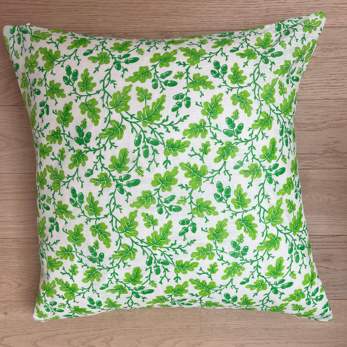 Oak Leaf Linen Cushion -  Green