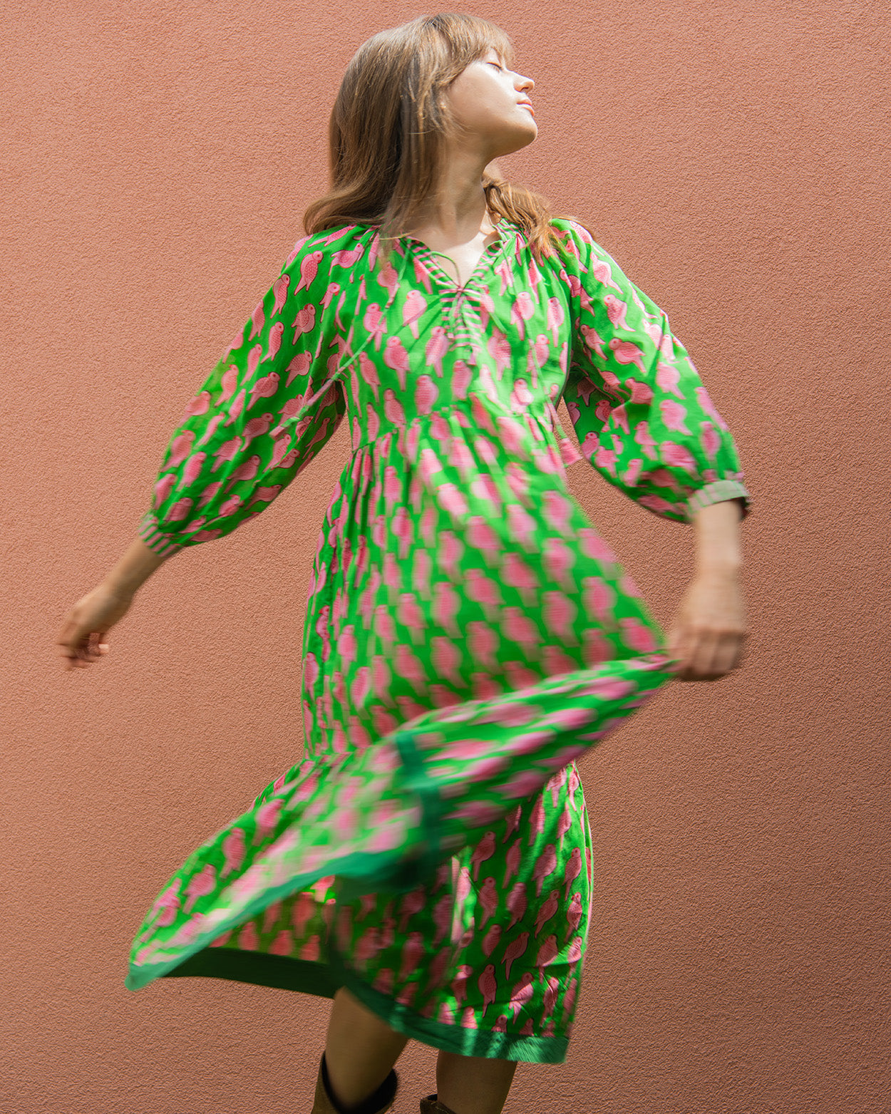Parrot Dress - Green & Pink