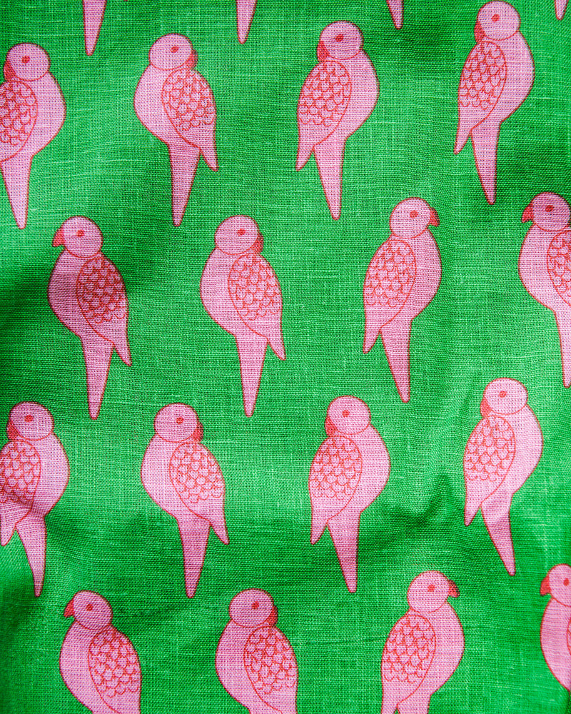Parrot Linen Fabric Swatch