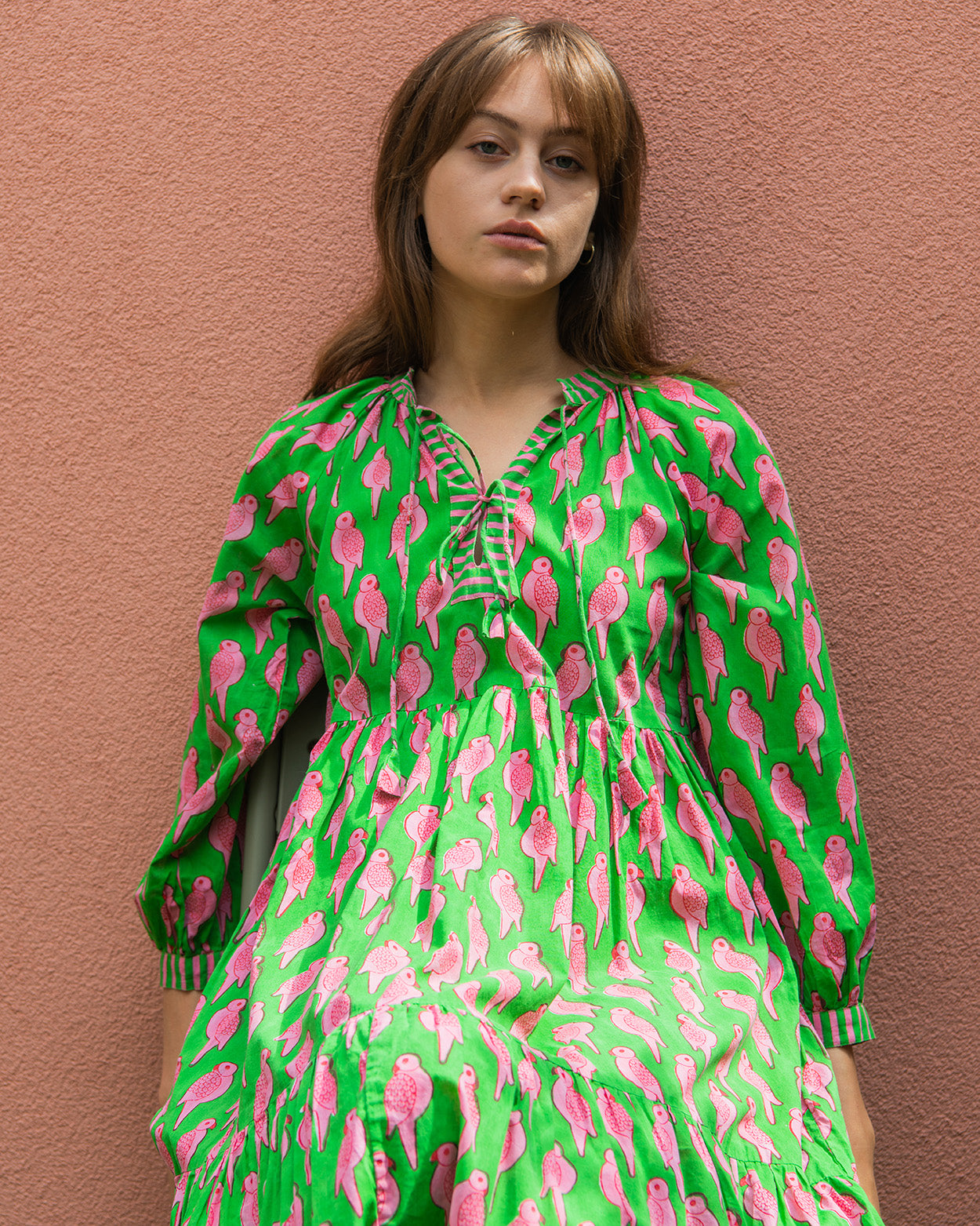Parrot Dress - Green & Pink