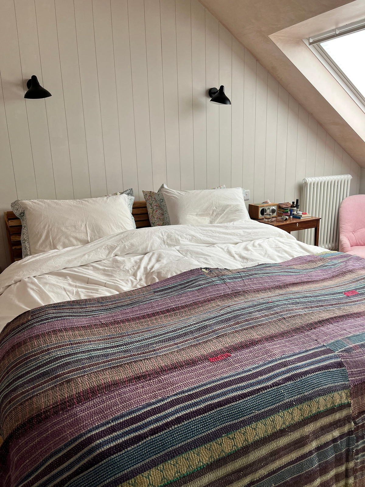 Patchwork Stripe Reversable Kantha quilt