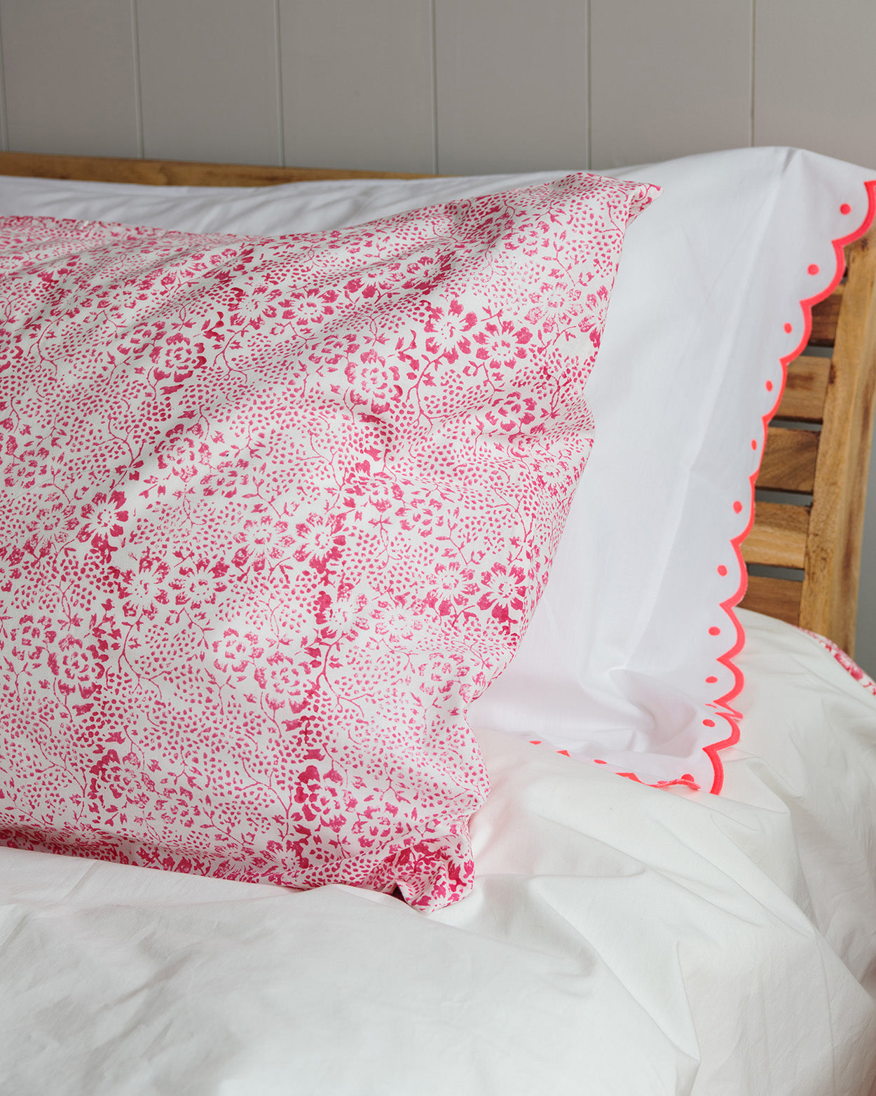 Pink Provencal Floral all over print set of 2 pillowcases