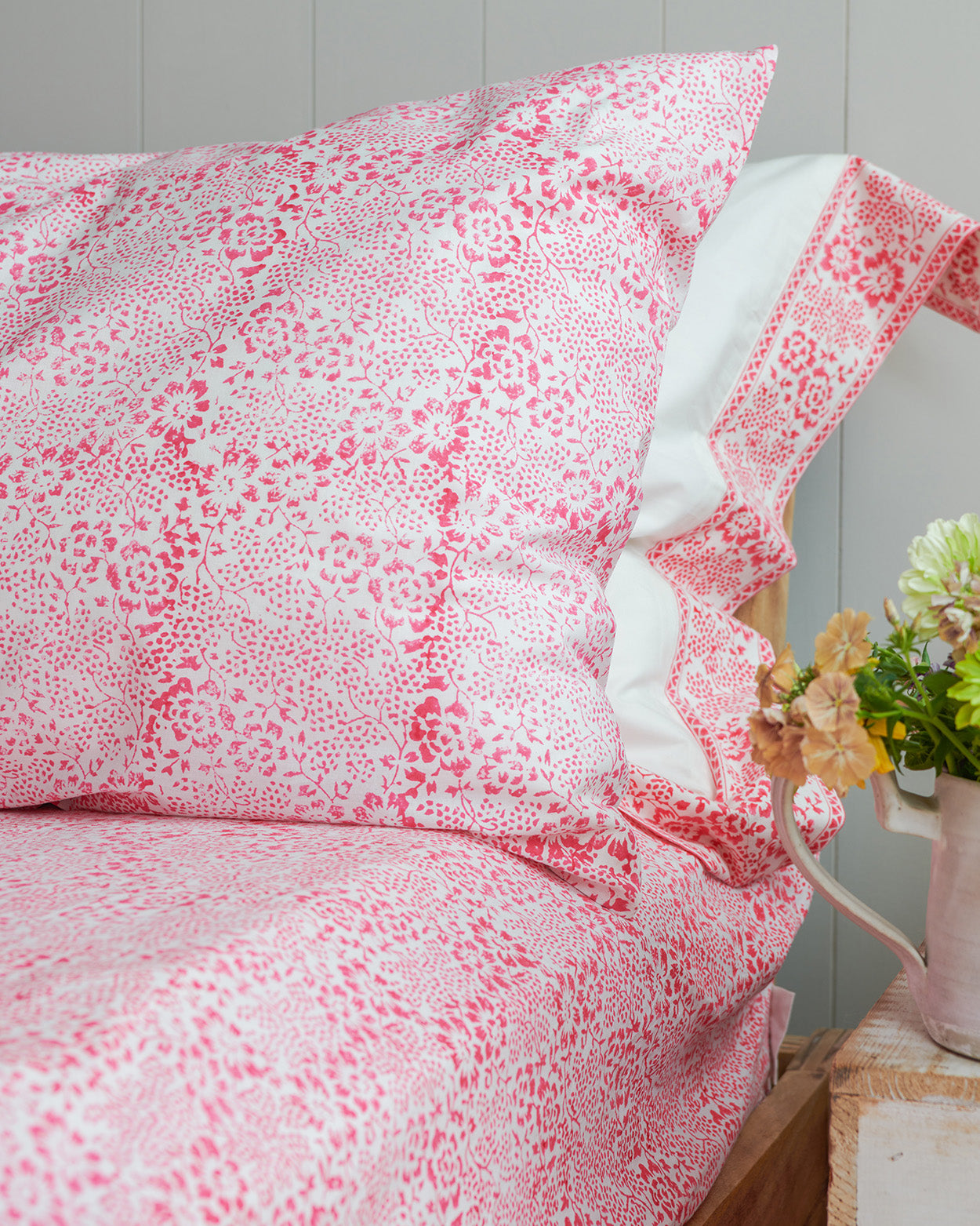 Pink Provencal Floral all over print set of 2 pillowcases