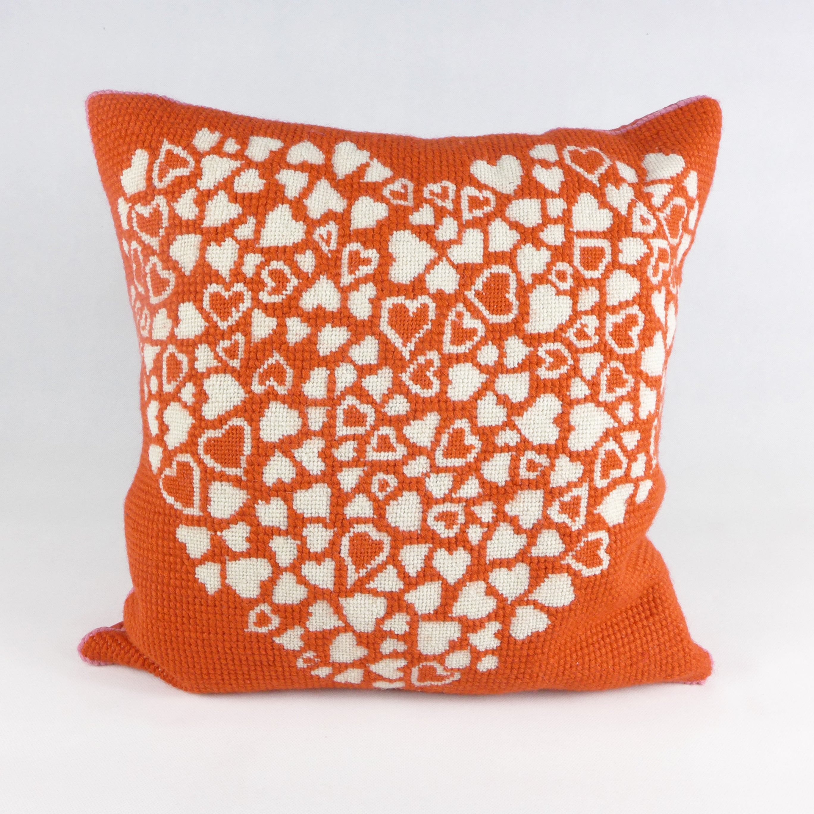 Red heart tapestry cushion