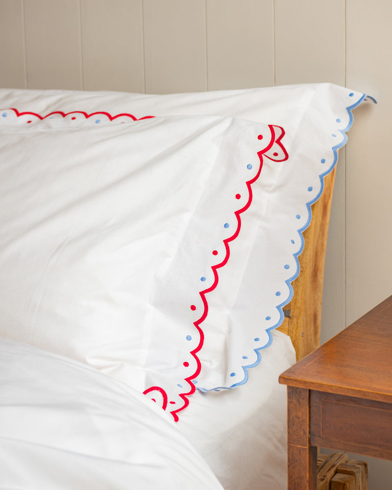 Red & blue Scallop bedlinen set