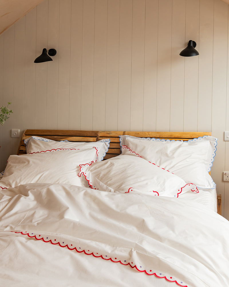 Red & blue Scallop bedlinen set