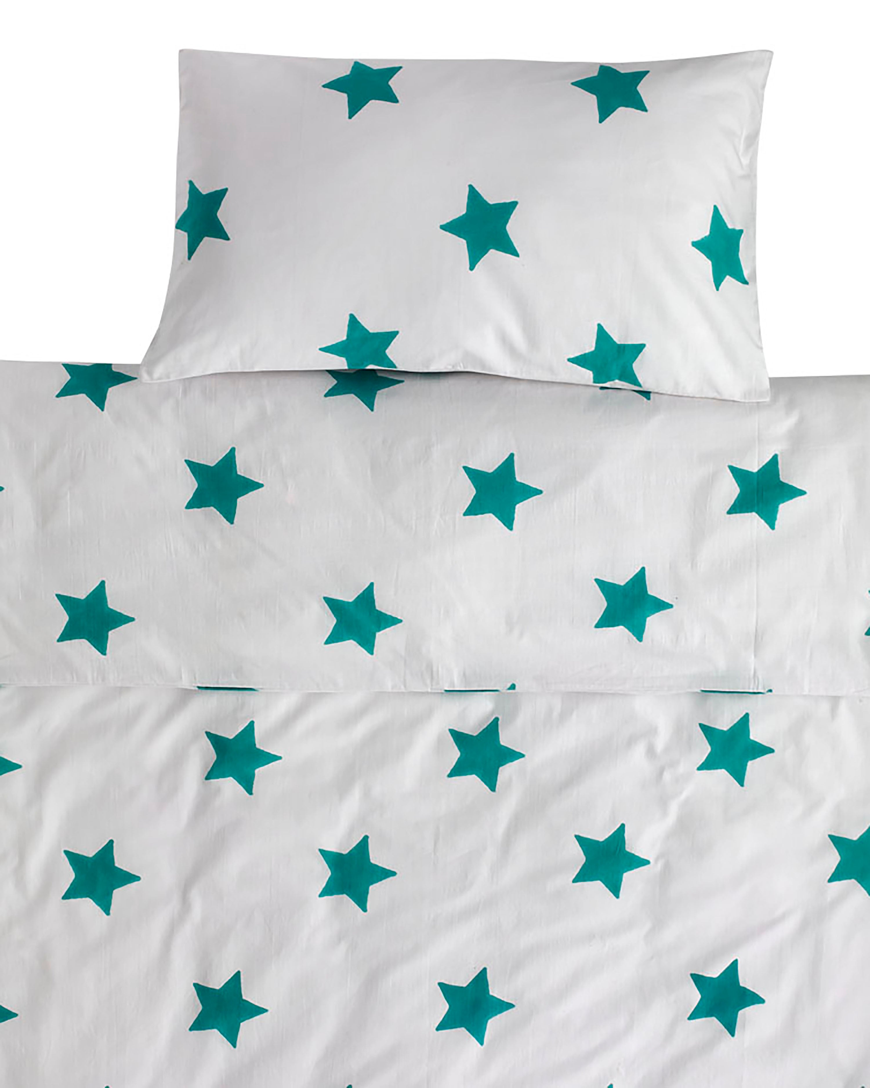 Tuquoise Star toddler cot bed duvet set
