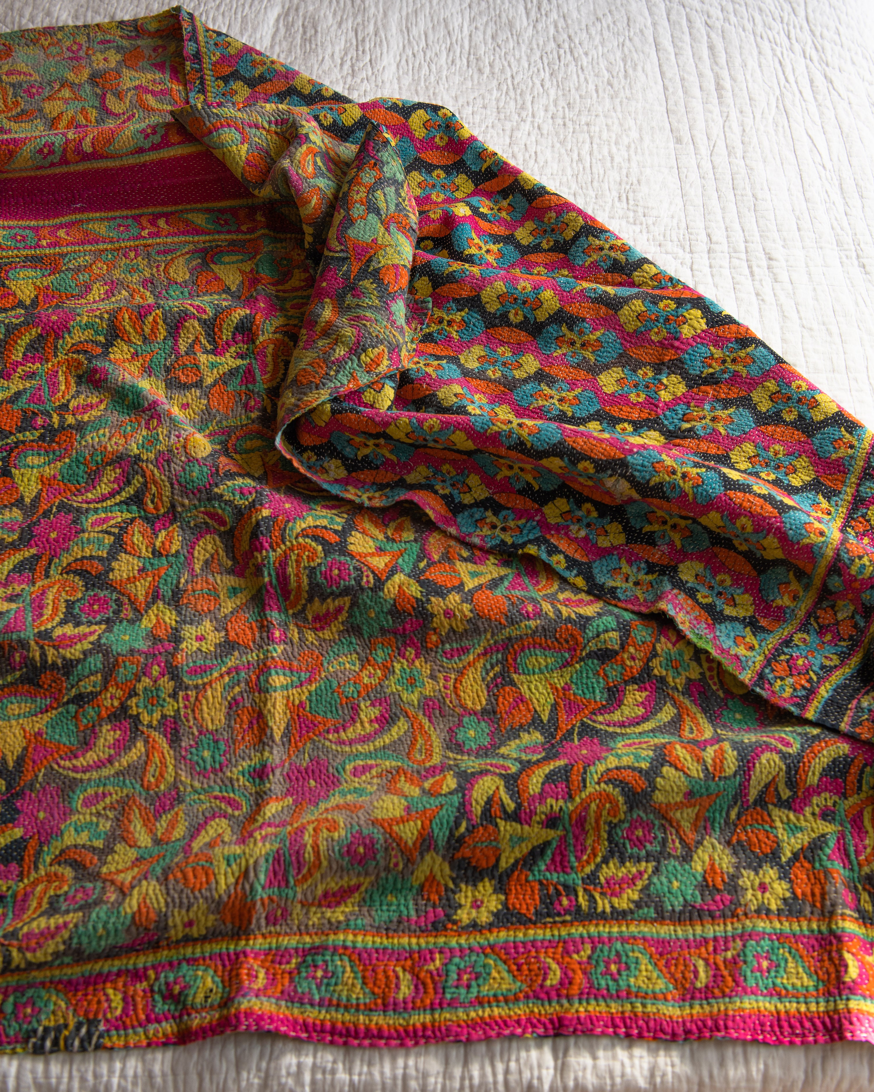 Multi colour Floral Kantha quilt