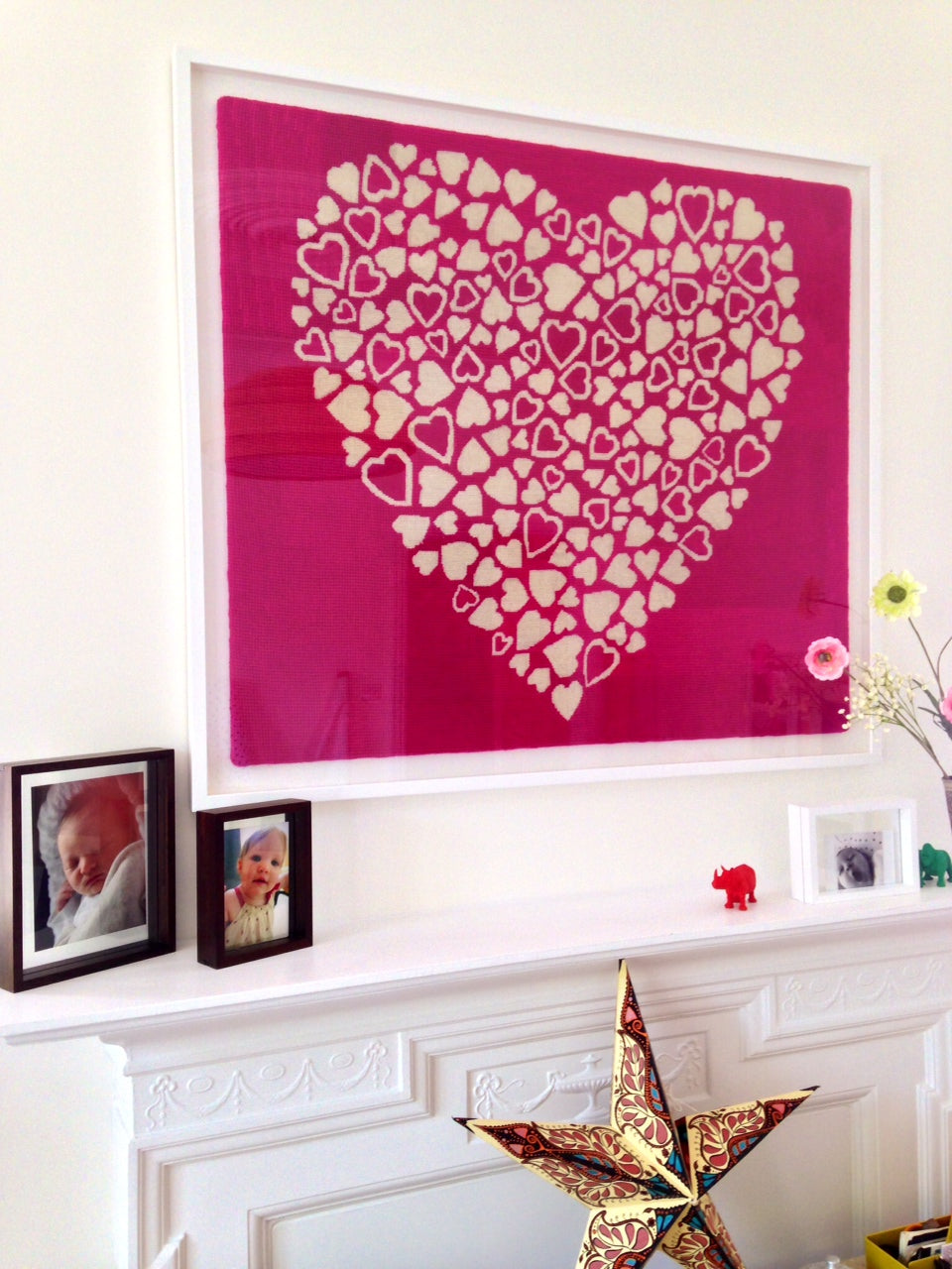 Pink multi-colour heart wallhanging