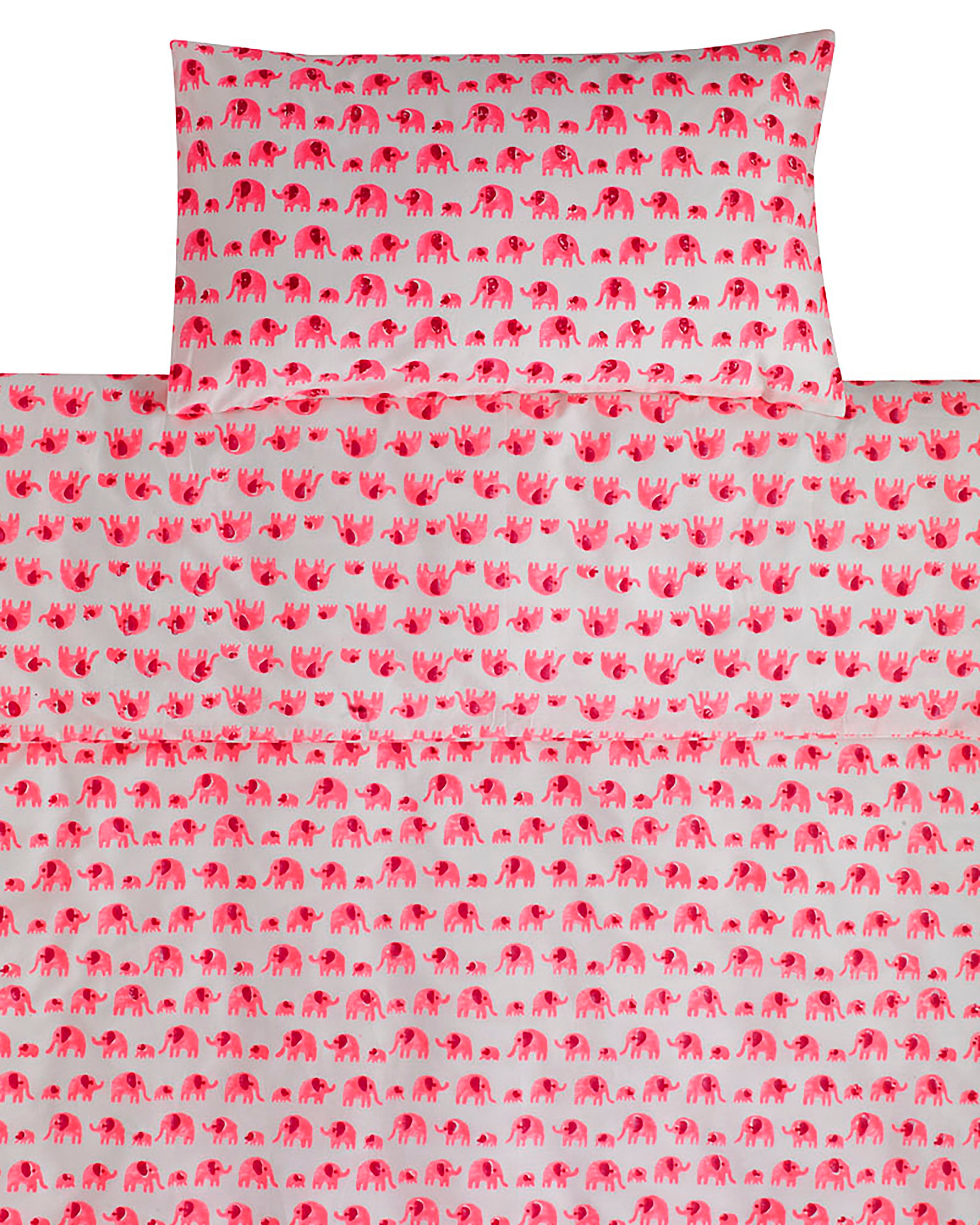 Pink elephant toddler cot bed duvet set