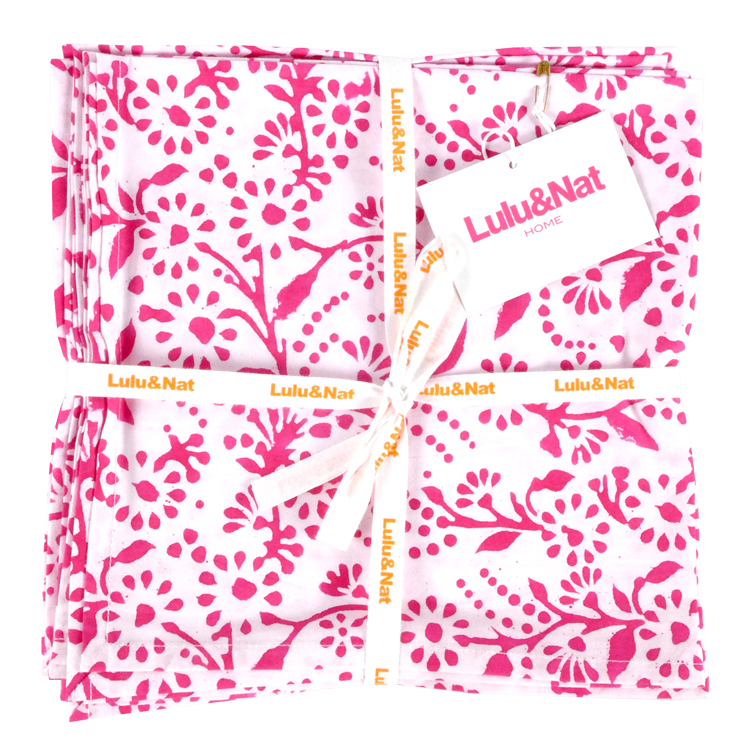 Pink floral napkins - set of 6