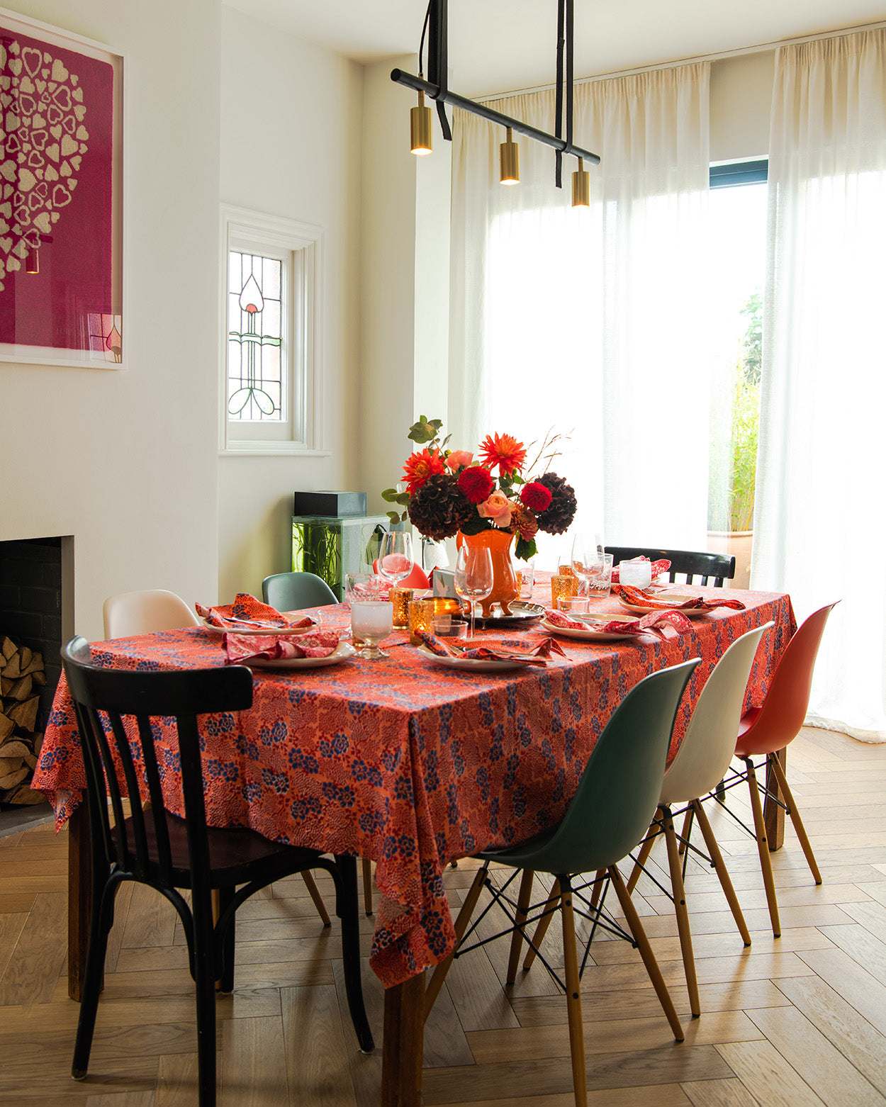 Amber, Orange floral Napkins - set of 4