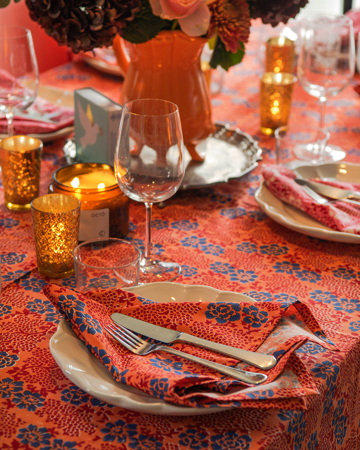 Pink floral Napkins - set of 4