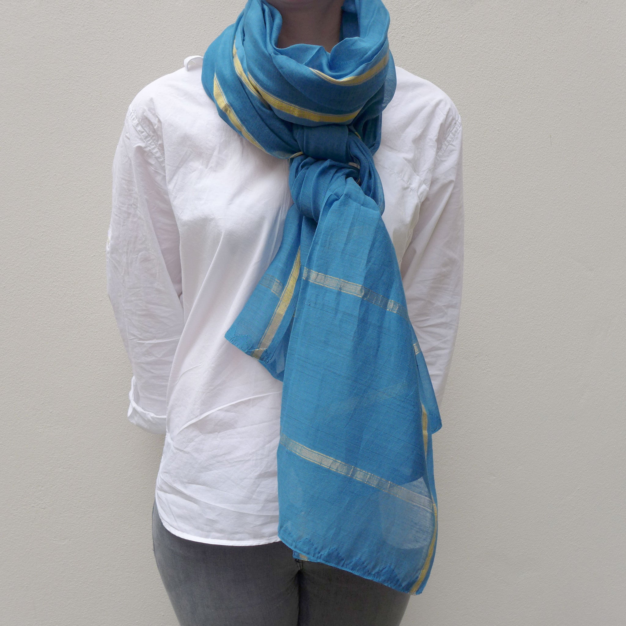 Persian blue silk shawl