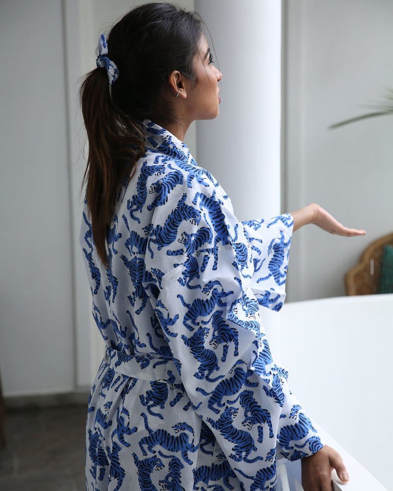 Blue tiger kimono