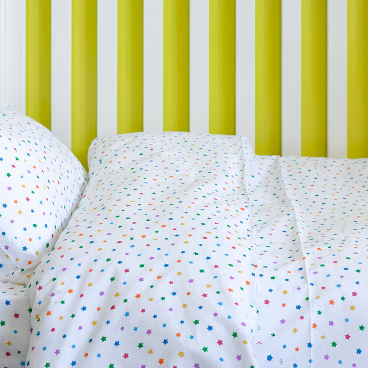 Multicolour star toddler cot bed duvet set