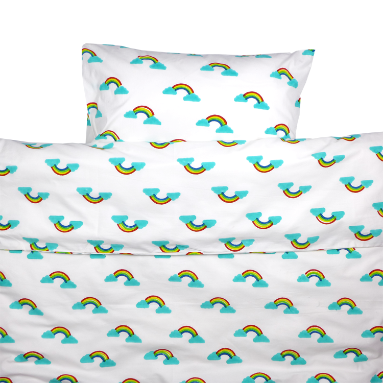Rainbow toddler cot bed duvet set Lulu and Nat