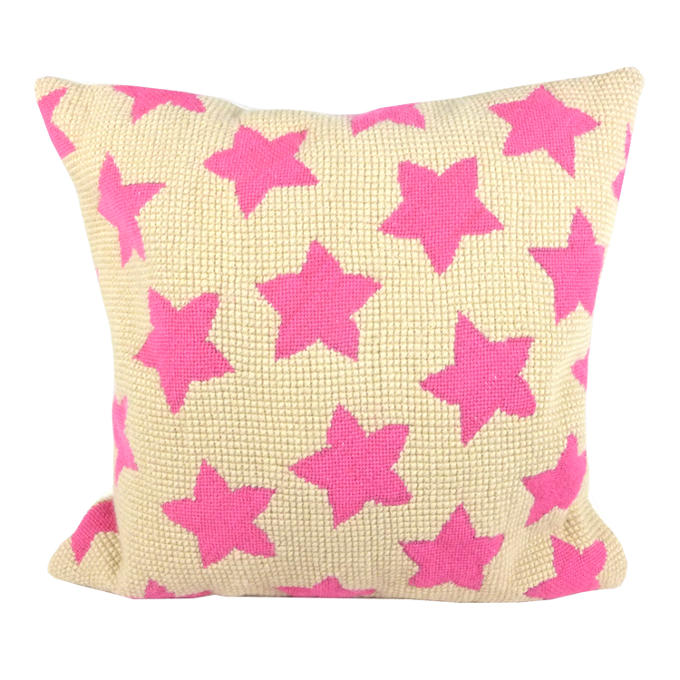 Pink star tapestry cushion