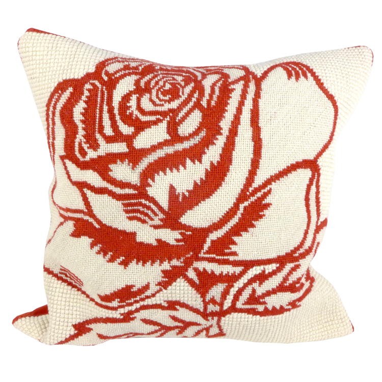 Red rose tapestry cushion