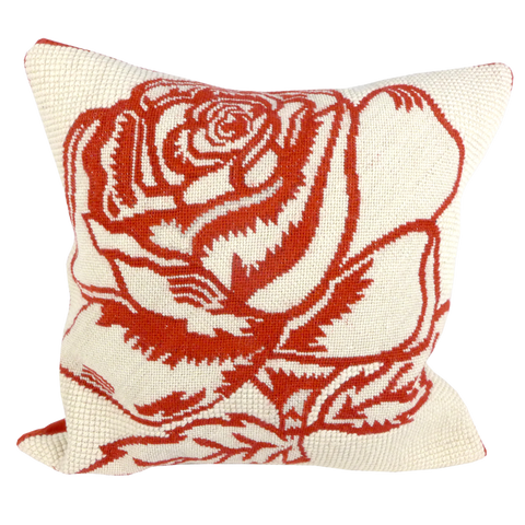 Red rose tapestry cushion