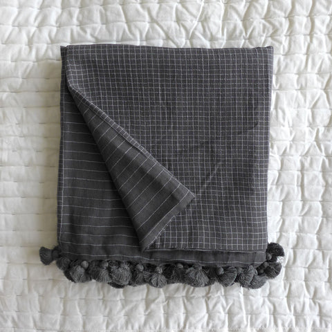 Charcoal woven cotton shawl