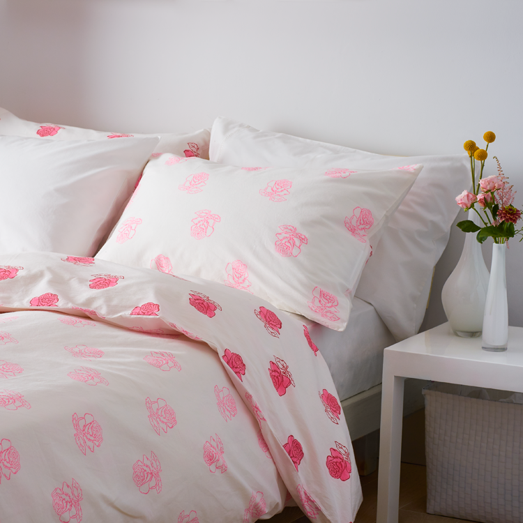 Rose duvet cover and 2 pillowcases set