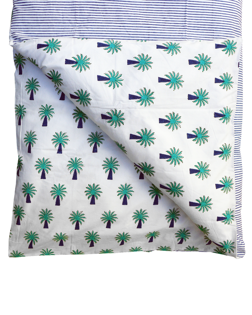 Turquoise palm single duvet cover
