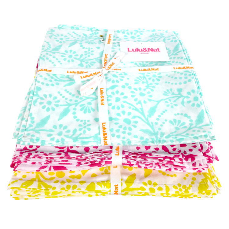 Pink floral napkins - set of 6