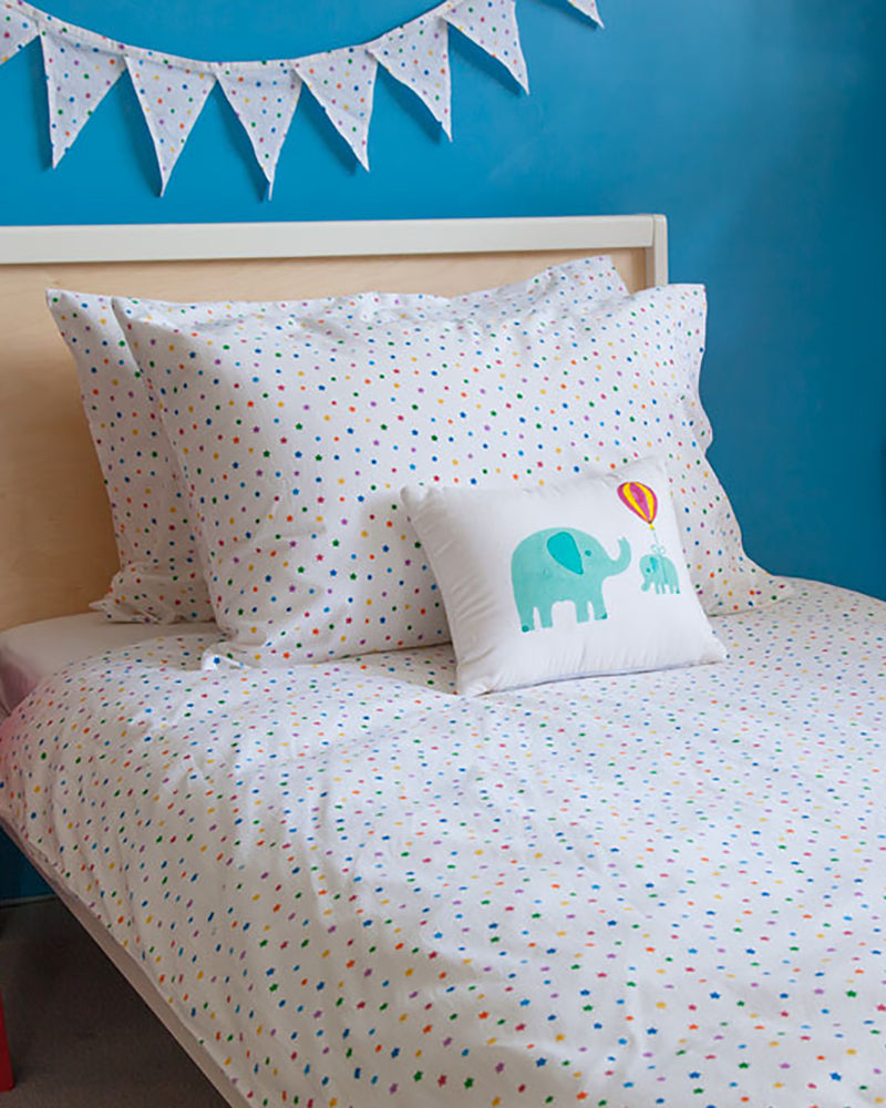 Multicolour star single bedding set