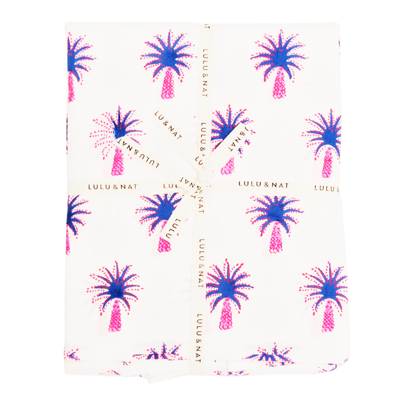 Pink palm tree table cloth