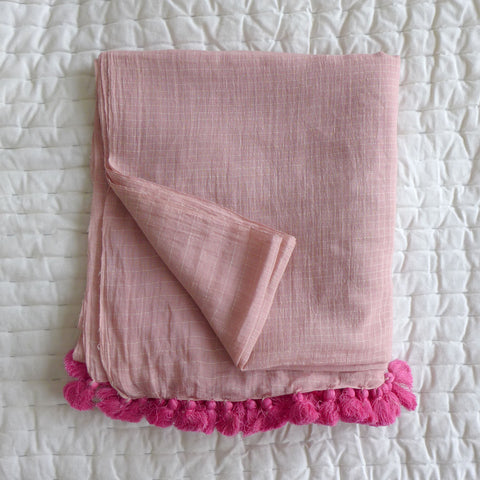 Pink woven cotton shawl