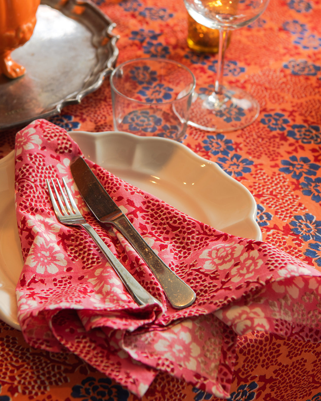 Pink floral Napkins - set of 4