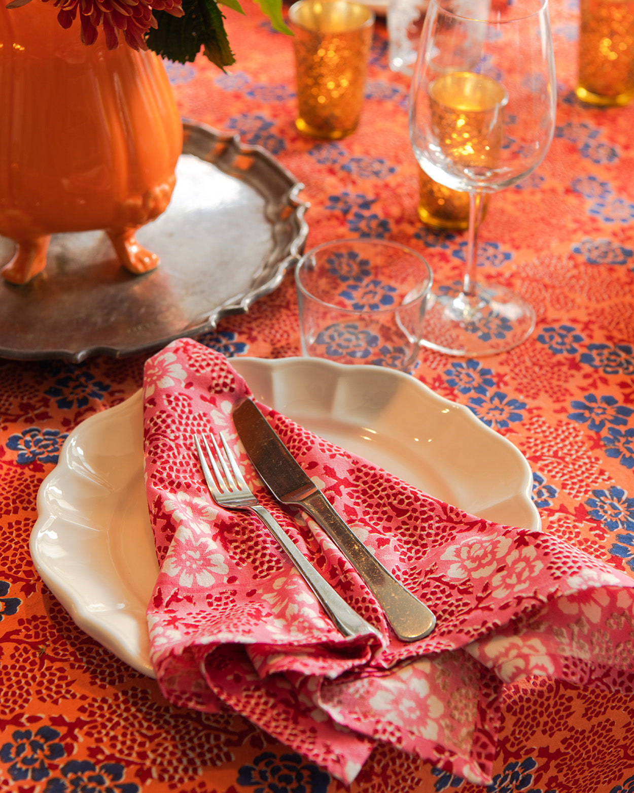 Pink floral Napkins - set of 4