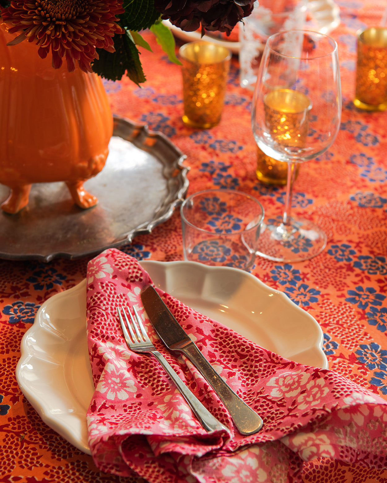 Pink floral Napkins - set of 4