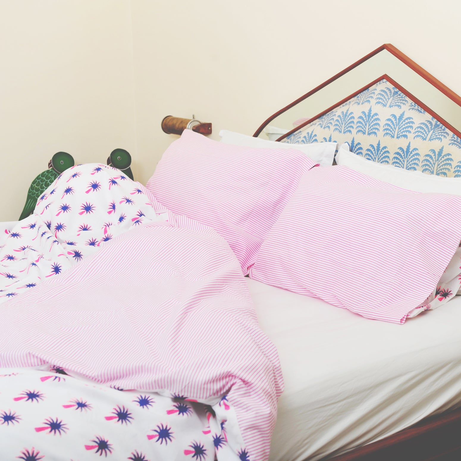 Pink palm tree duvet set