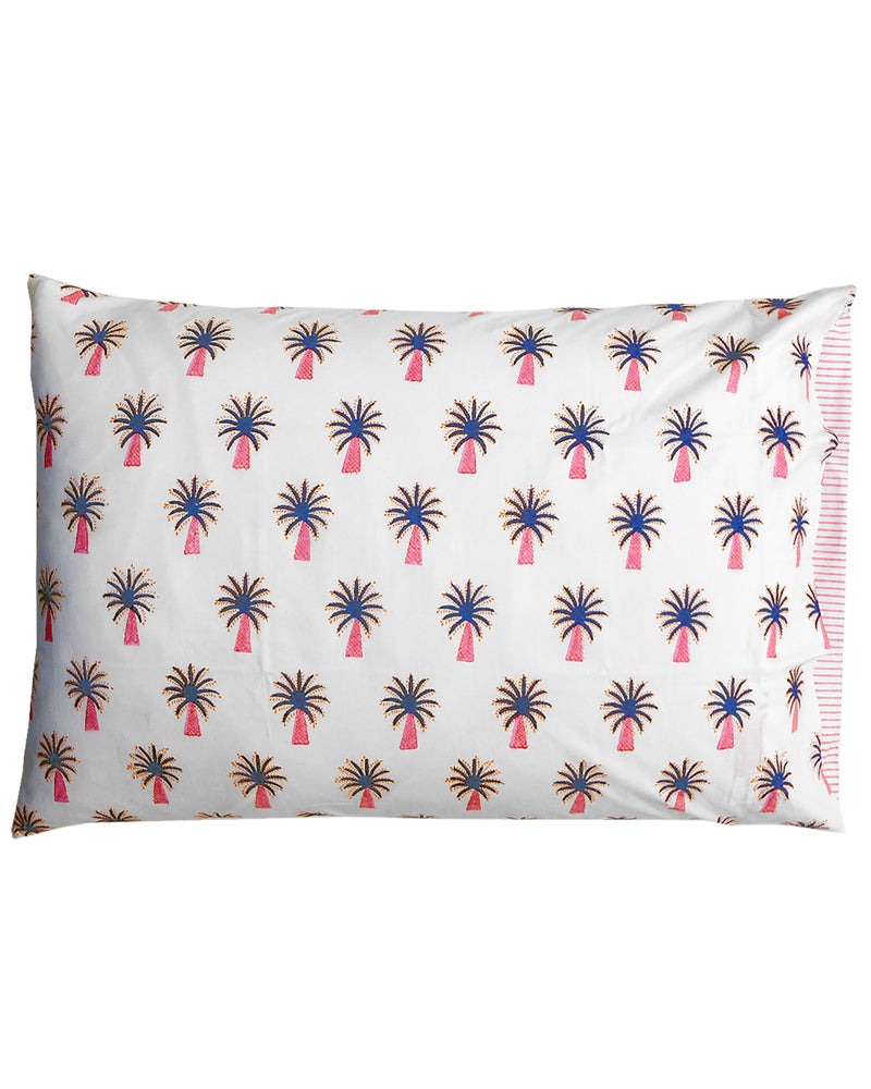 Pink palm single pillowcase