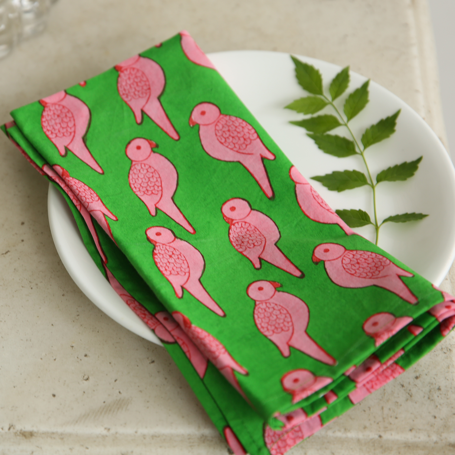 Pink Parrot napkins - set of 6