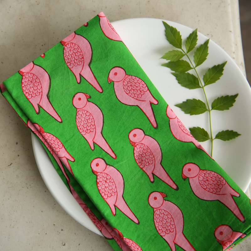 Pink Parrot napkins - set of 6