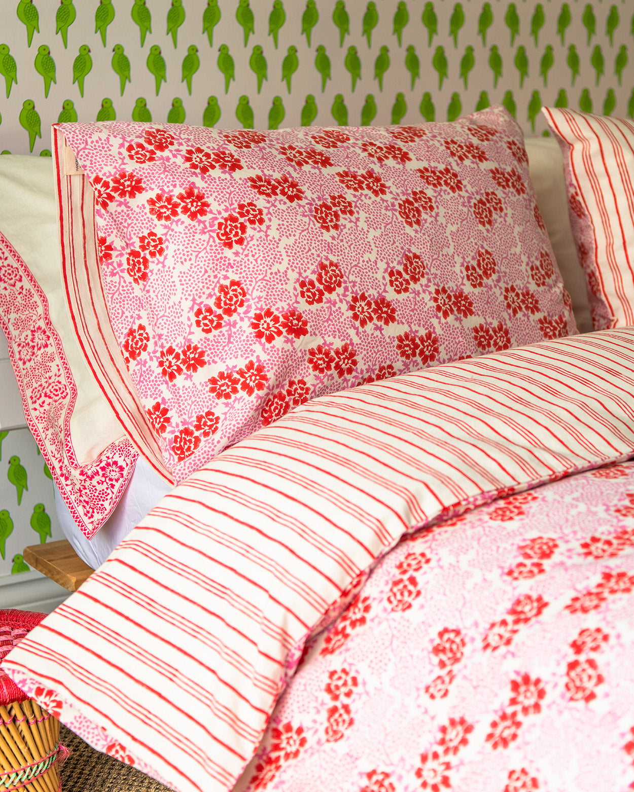 Provence adult floral / stripe bedlinen set