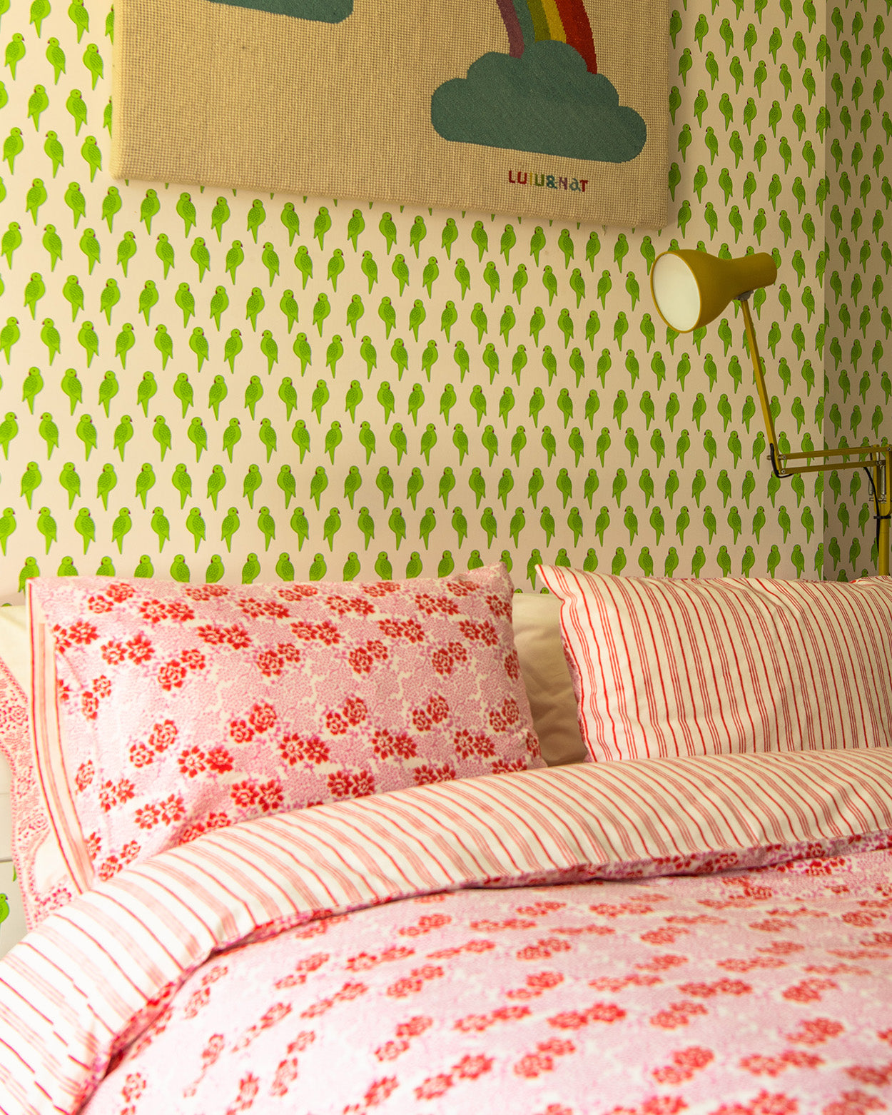 Provence adult floral / stripe bedlinen set