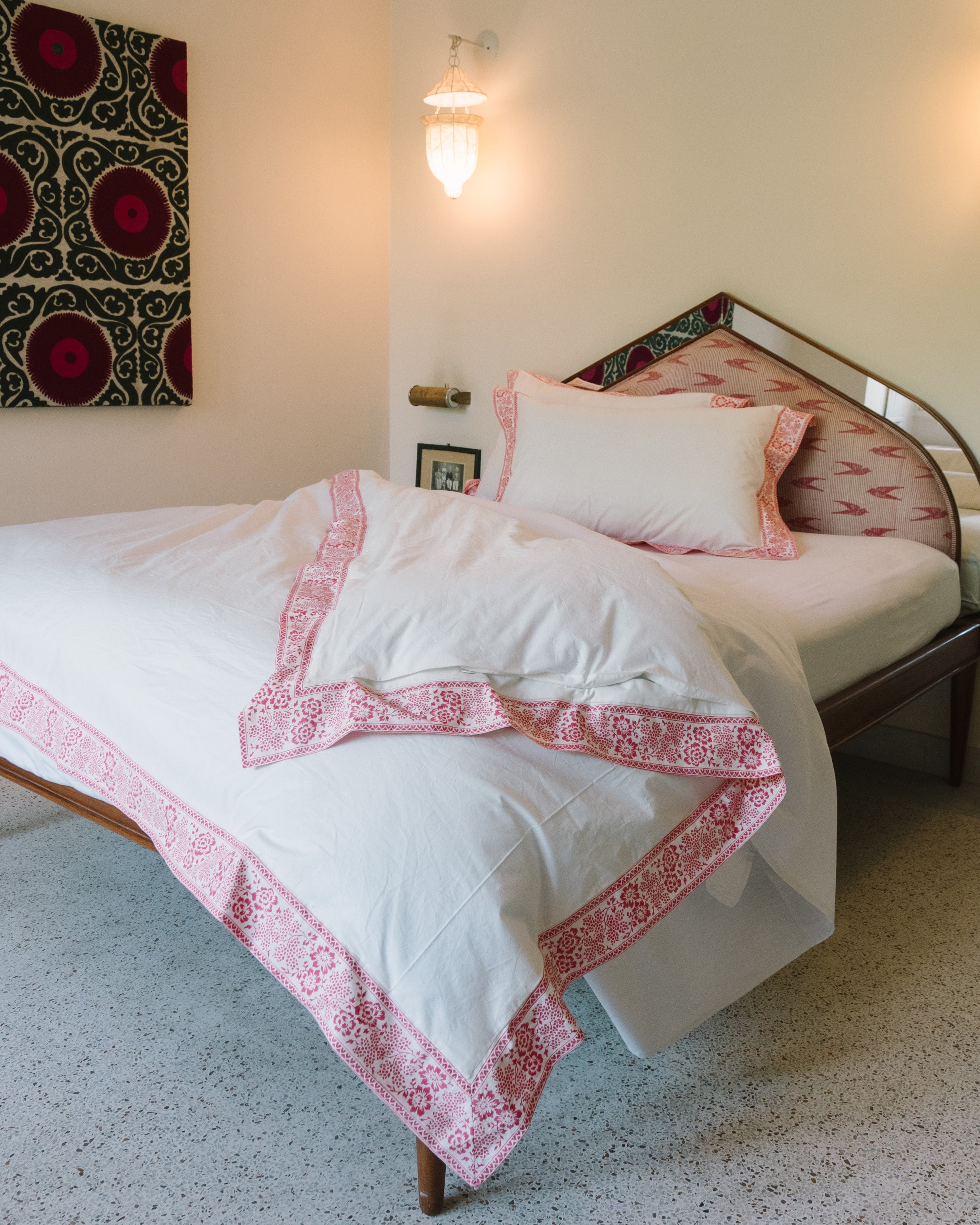 Pink Provence floral bordered duvet cover