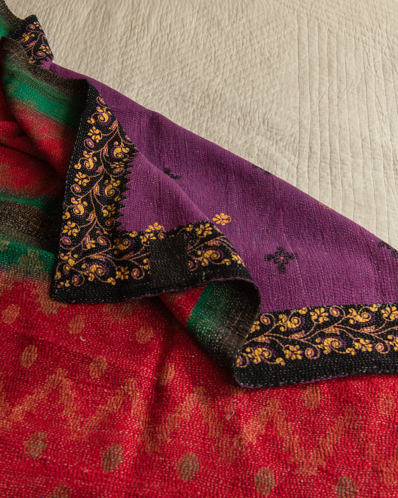 Red & Purple kantha quilt