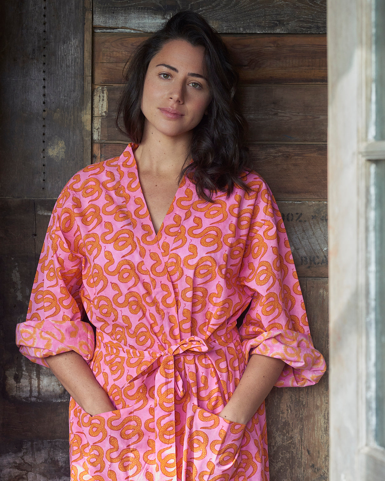 Pink & Orange Snake kimono