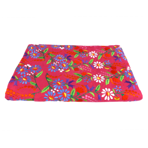 Red floral embroidered throw