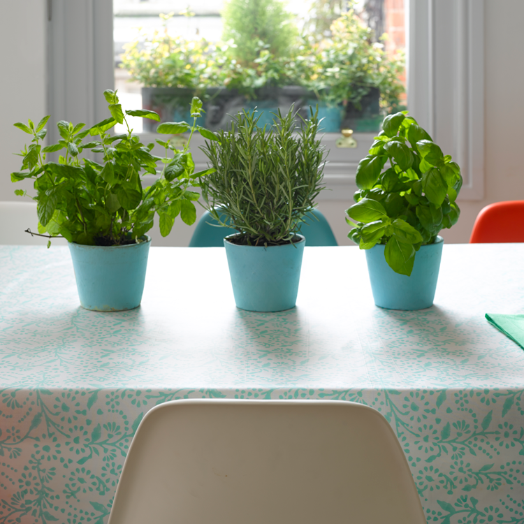 Green floral oilcloth
