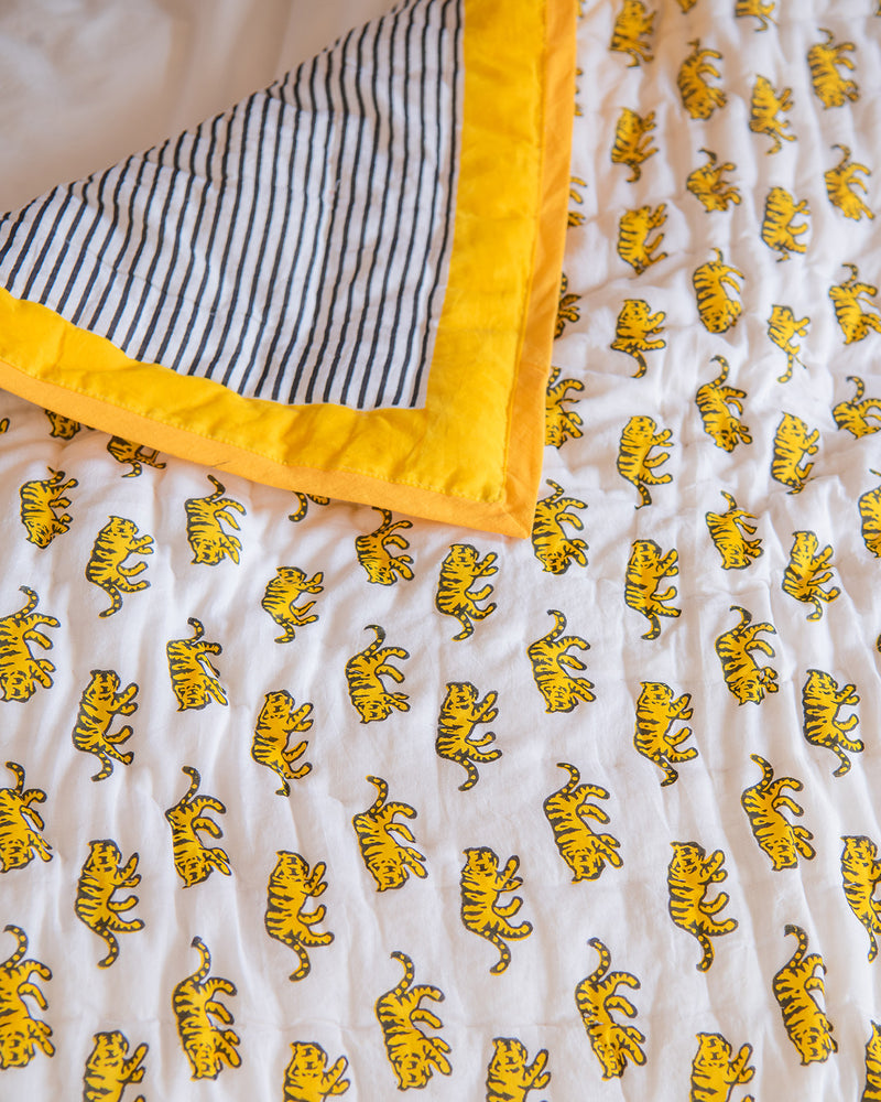 Tiger / Stripe reversible baby & toddler quilt